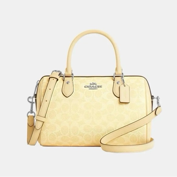 Coach Rowan Satchel Bag In Signature Canvas Silver/Hay CV961 NWT - Picture 1 of 13